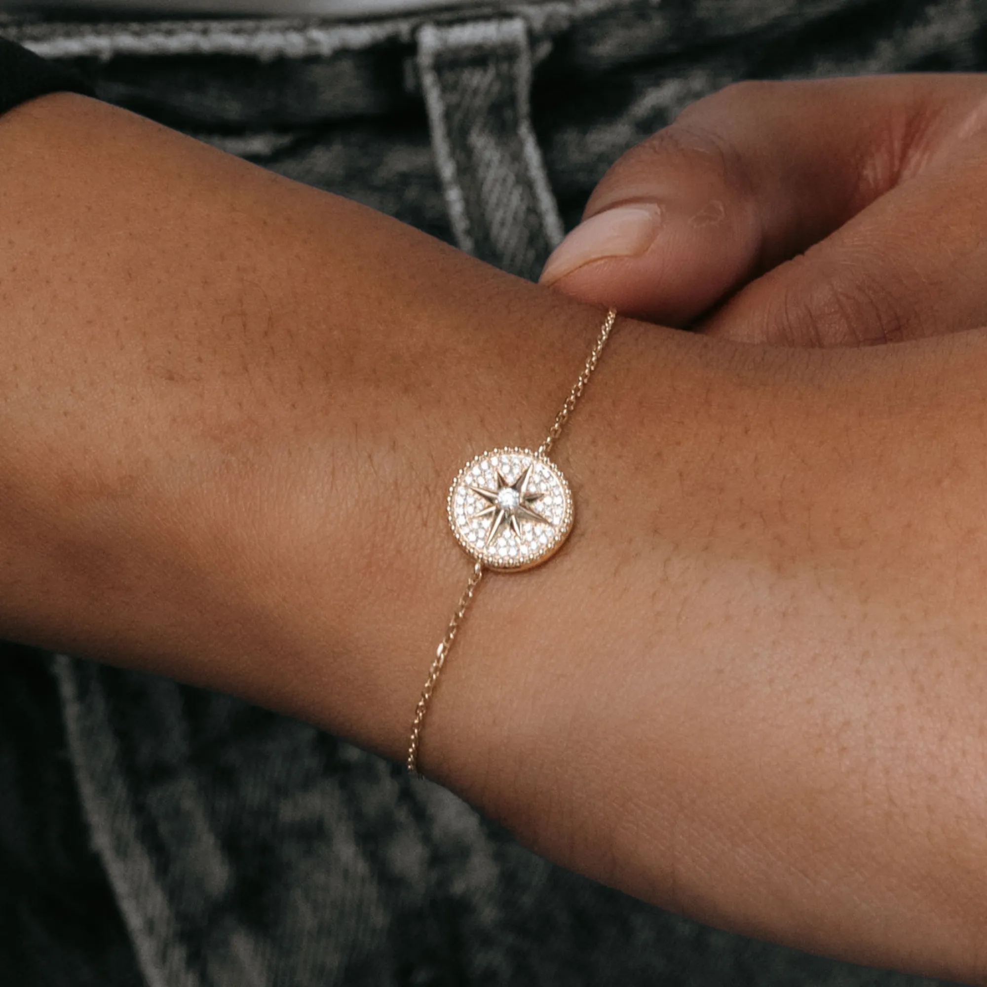 Pave' Diamond Compass Bracelet