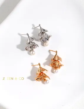 PAVLOVA Ballerina inspired tutu dangle earrings with dainty pearl