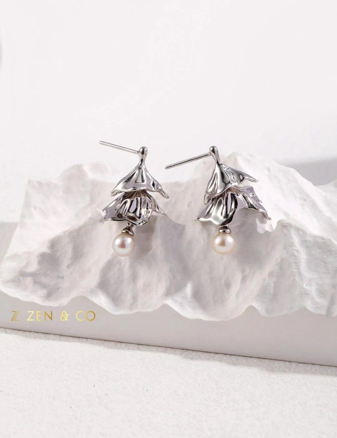 PAVLOVA Ballerina inspired tutu dangle earrings with dainty pearl