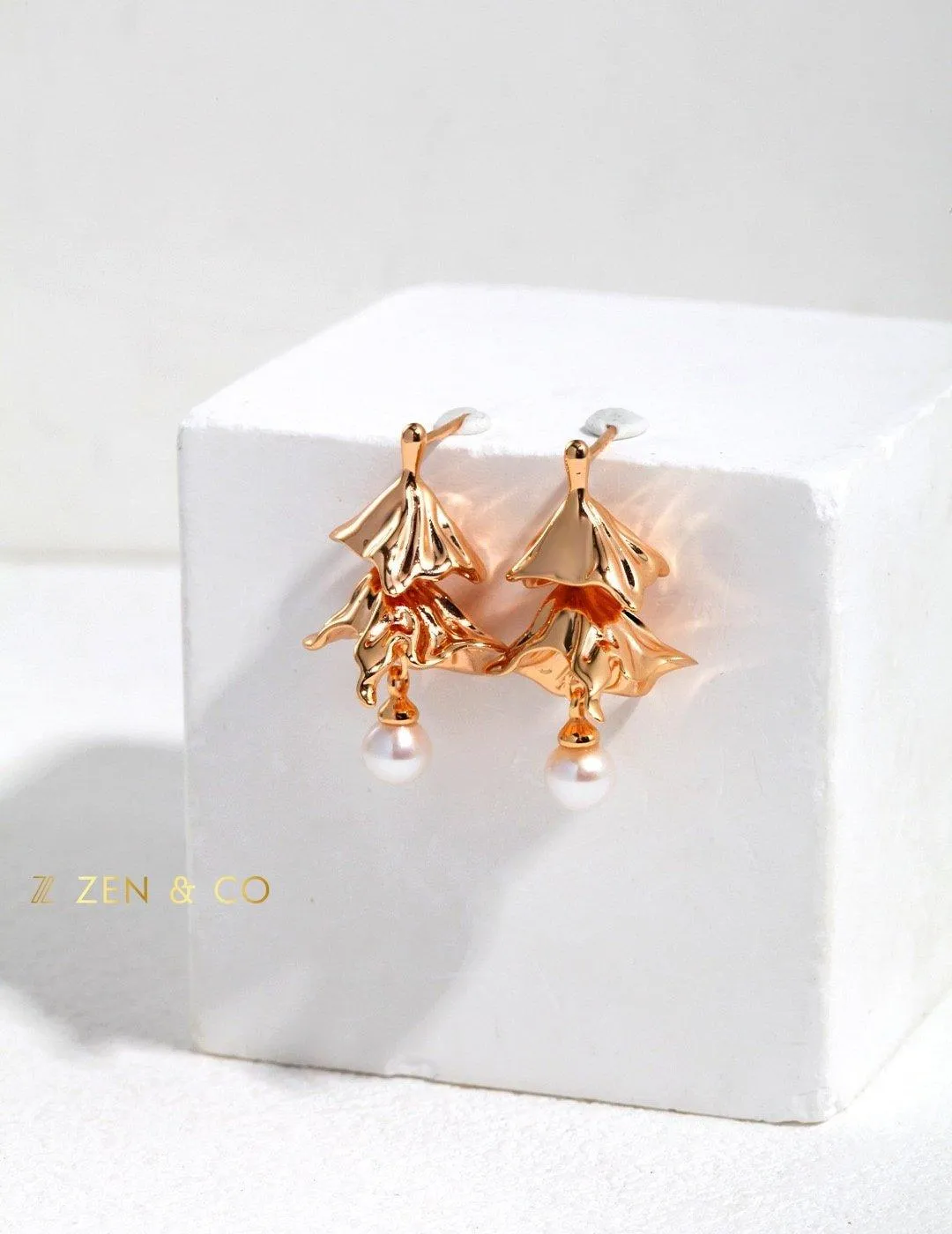 PAVLOVA Ballerina inspired tutu dangle earrings with dainty pearl
