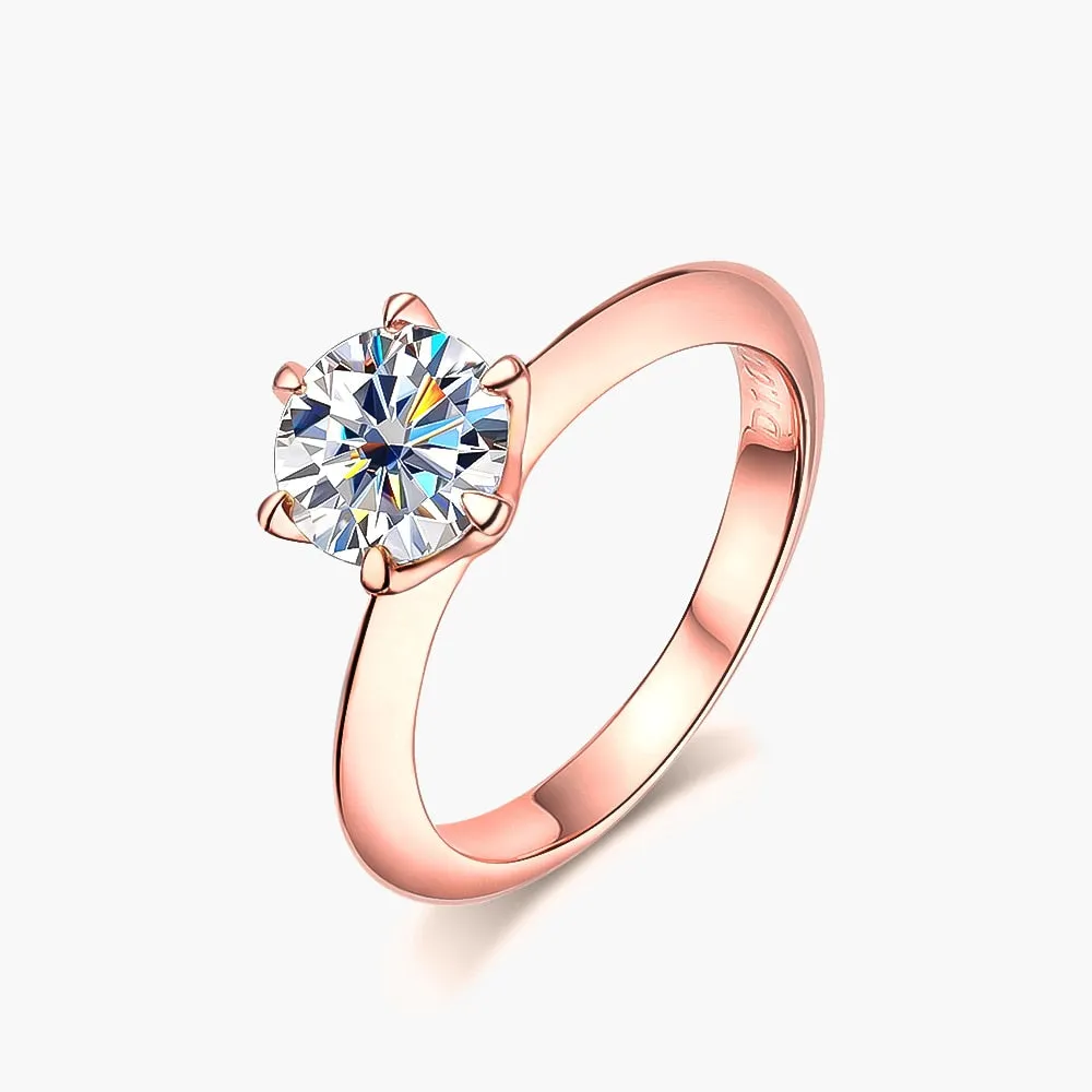 Real 1 Ct Moissanite 18K White Gold Color 100% 925 Sterling Silver Ring