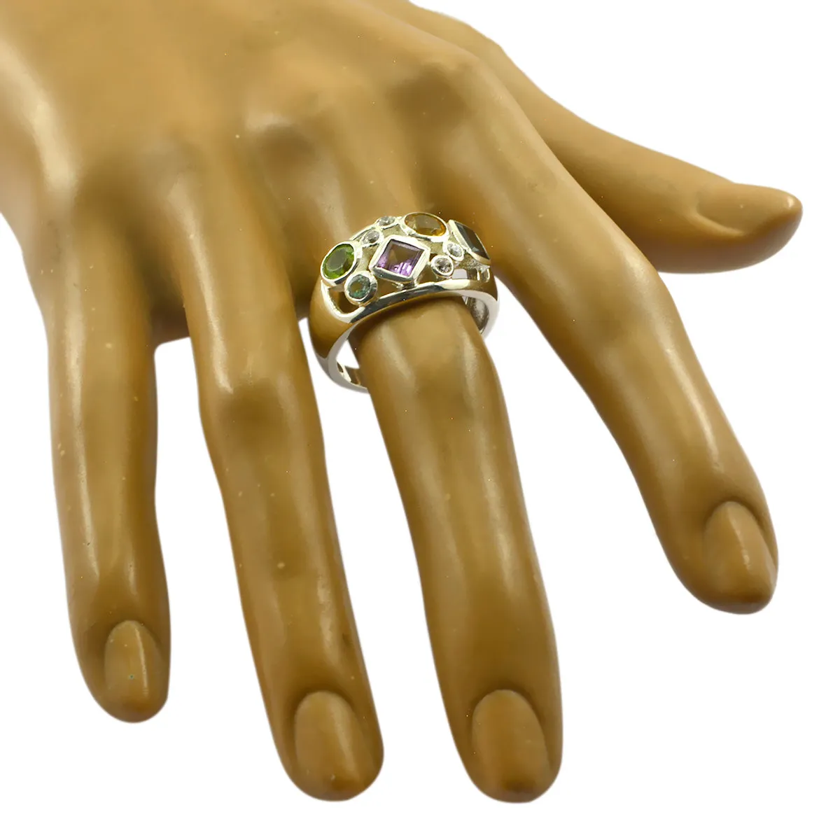 Riyo Designer Gemstone Multi Stone 925 Sterling Silver Rings B'Day