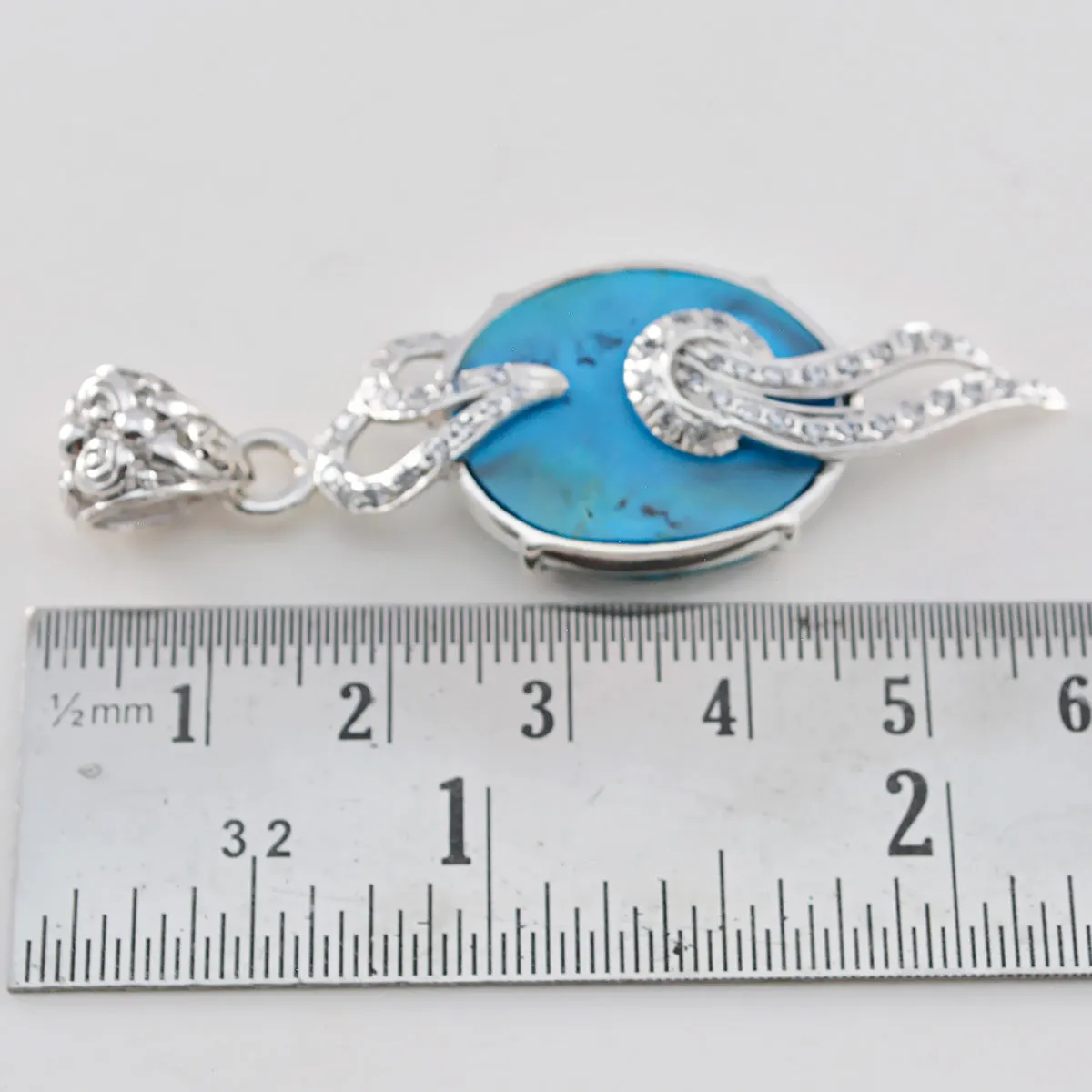 Riyo Genuine Gems Multi Shape Cabochon Blue Turquoise 925 Silver Pendants gift for wedding