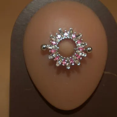 Silver Color Spike Shield Barbell Nipple Ring Jewelry