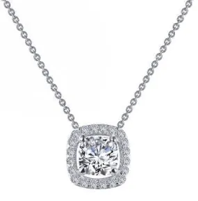 SS Lafonn Lassaire Cusion-Cut Halo Necklace
