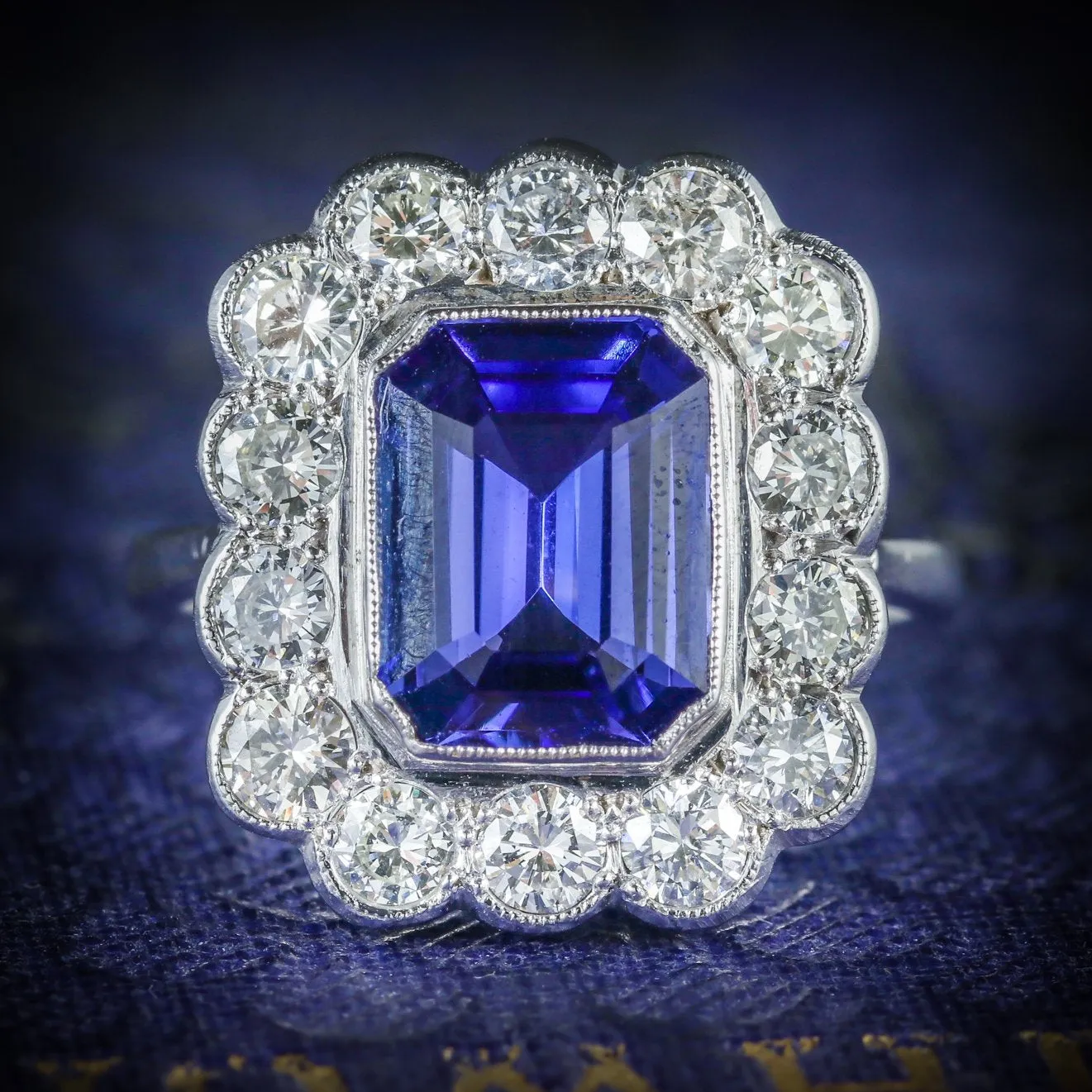 Tanzanite Diamond Ring 18Ct White Gold 4Ct Tanzanite