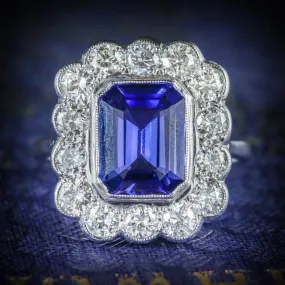 Tanzanite Diamond Ring 18Ct White Gold 4Ct Tanzanite