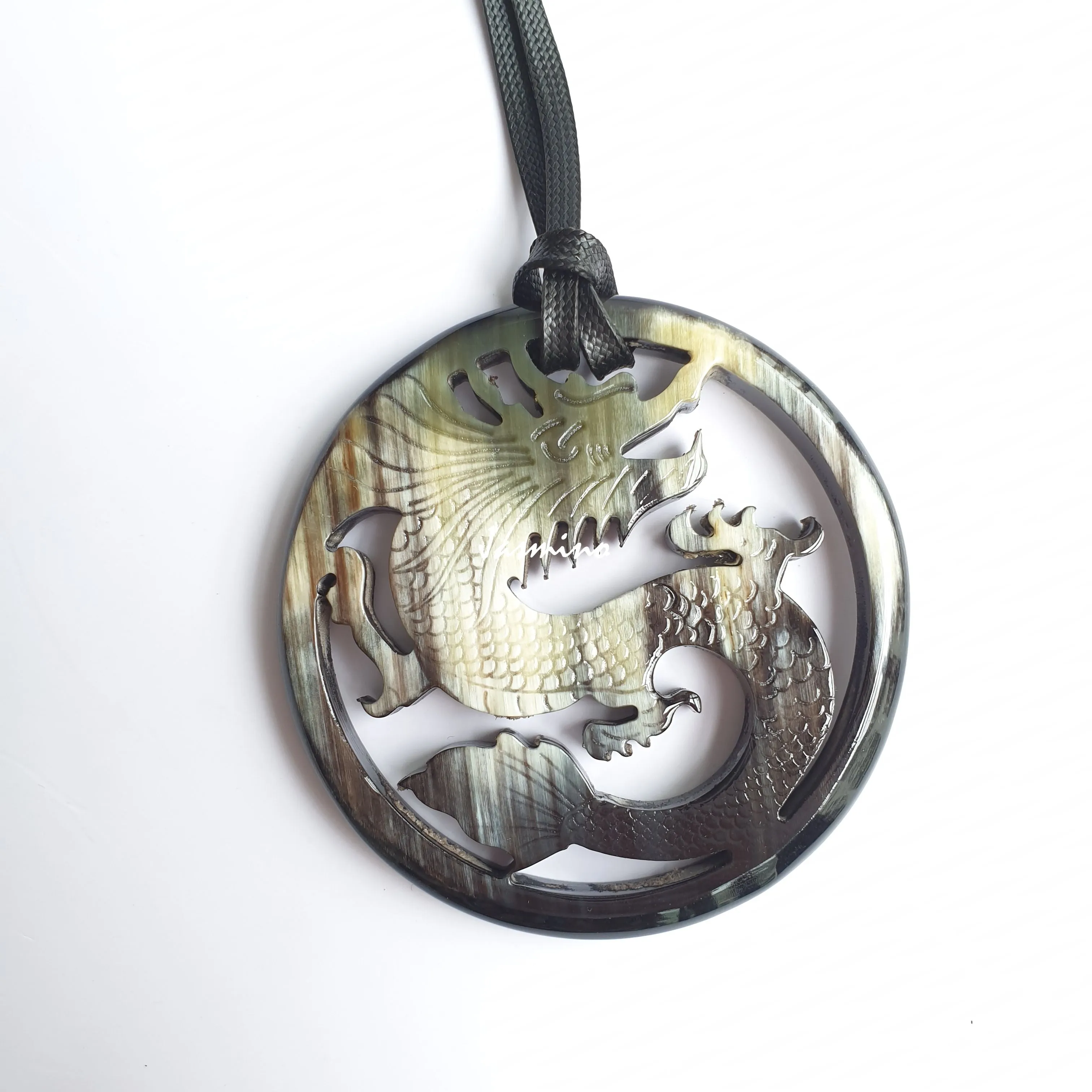 Unique Handmade Pendant J18249, Made by Buffalo Horn and Lacquer