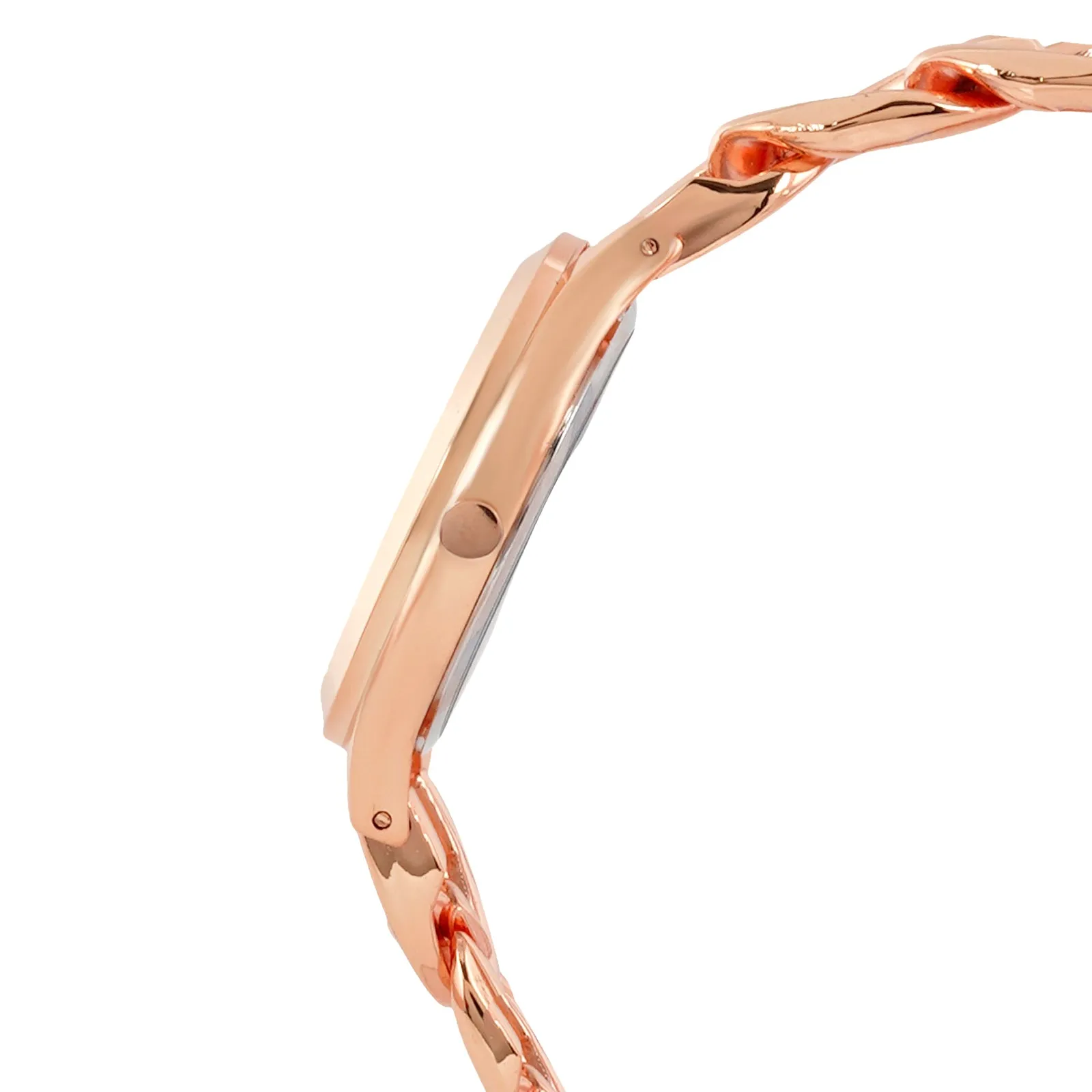 Vegas Black Dial Rose Gold Metallic Watch