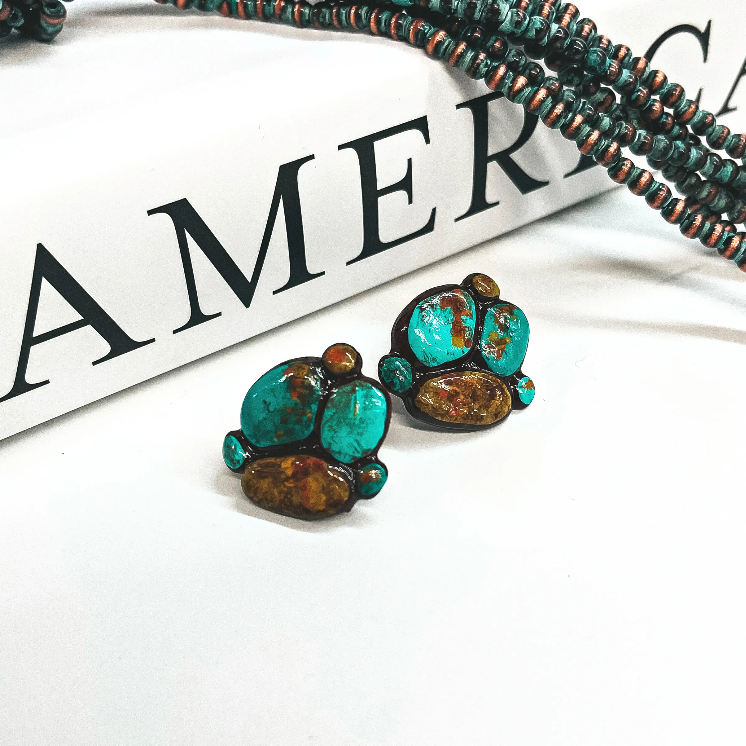 Wanderlust Clay Post Back Earrings in Turquoise