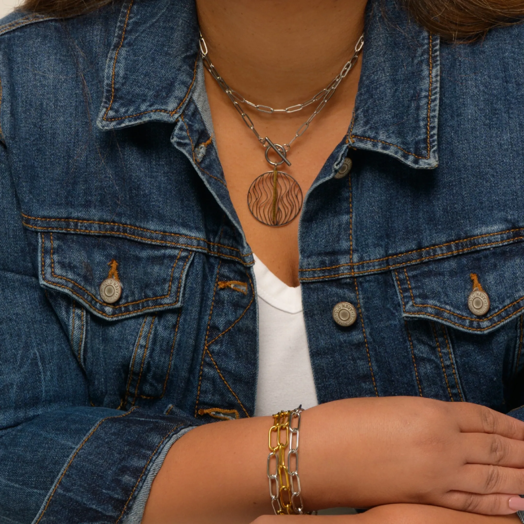 Waterproof "Imperméable” Waterproof Mixed Metal Swirl Necklace