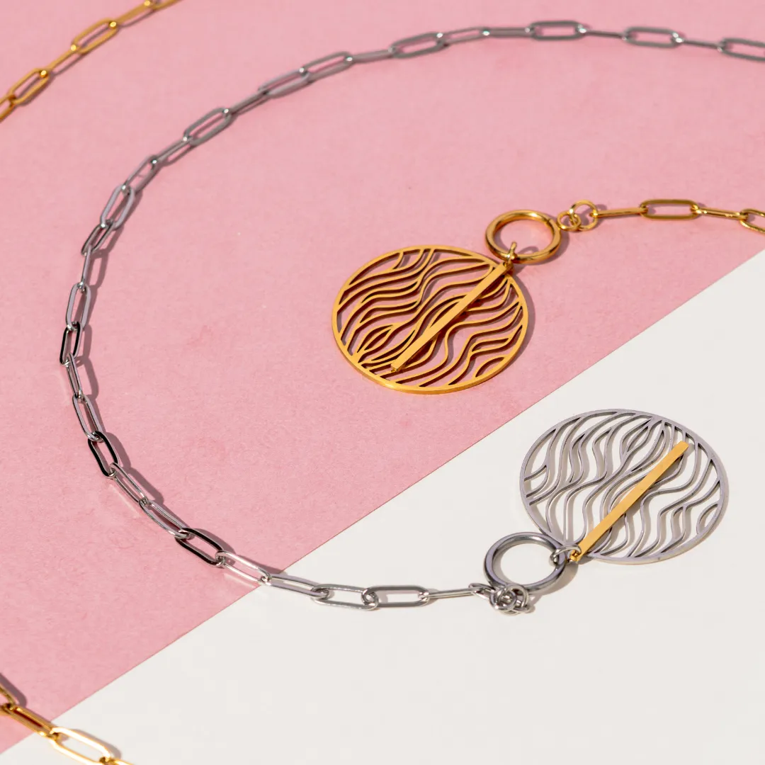 Waterproof "Imperméable” Waterproof Mixed Metal Swirl Necklace